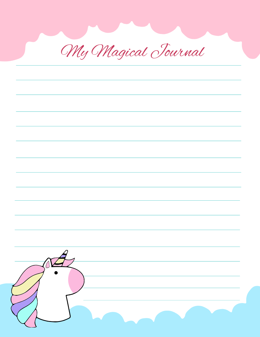 Free Unicorn Lined Paper Template