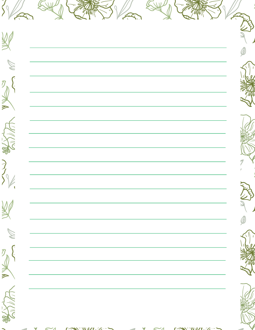 Free Floral Lined Paper Template