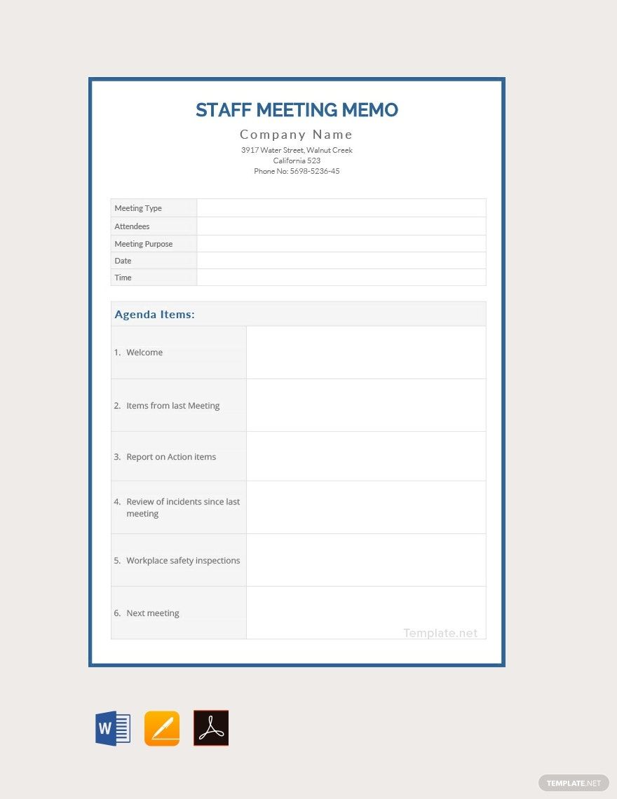 Staff Meeting Memo Template