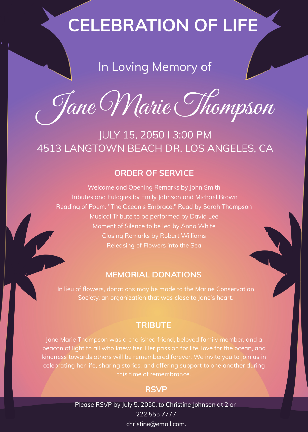 Free Celebration of Life Beach Invitation Template - Edit Online ...