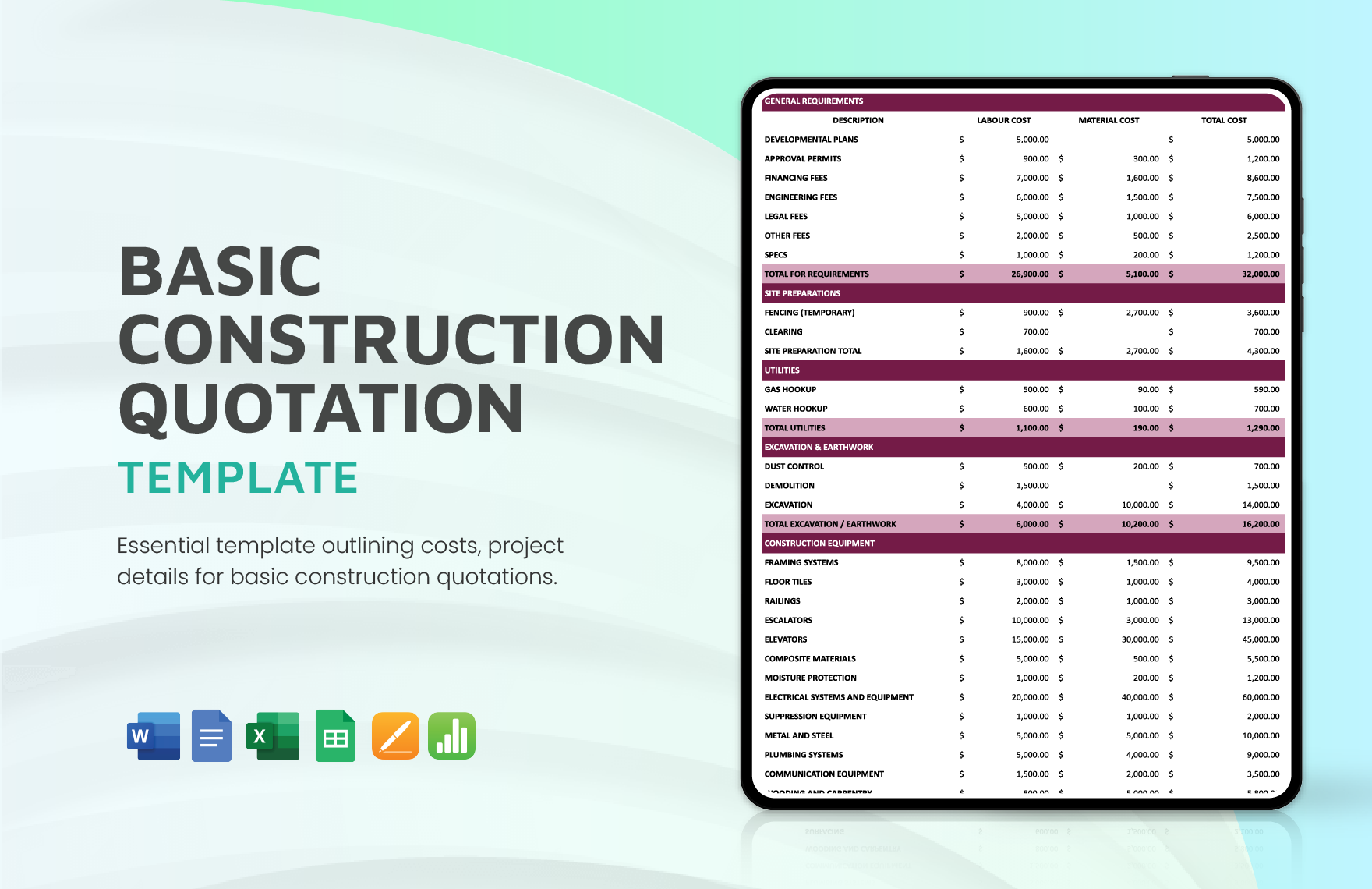 Basic Construction Quotation Template