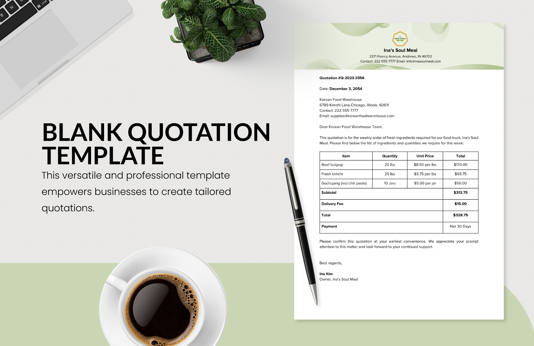 Blank Quotation Template in Google Sheets, Apple Numbers, Pages, Excel, PDF, Word, Google Docs, PSD - Download | Template.net