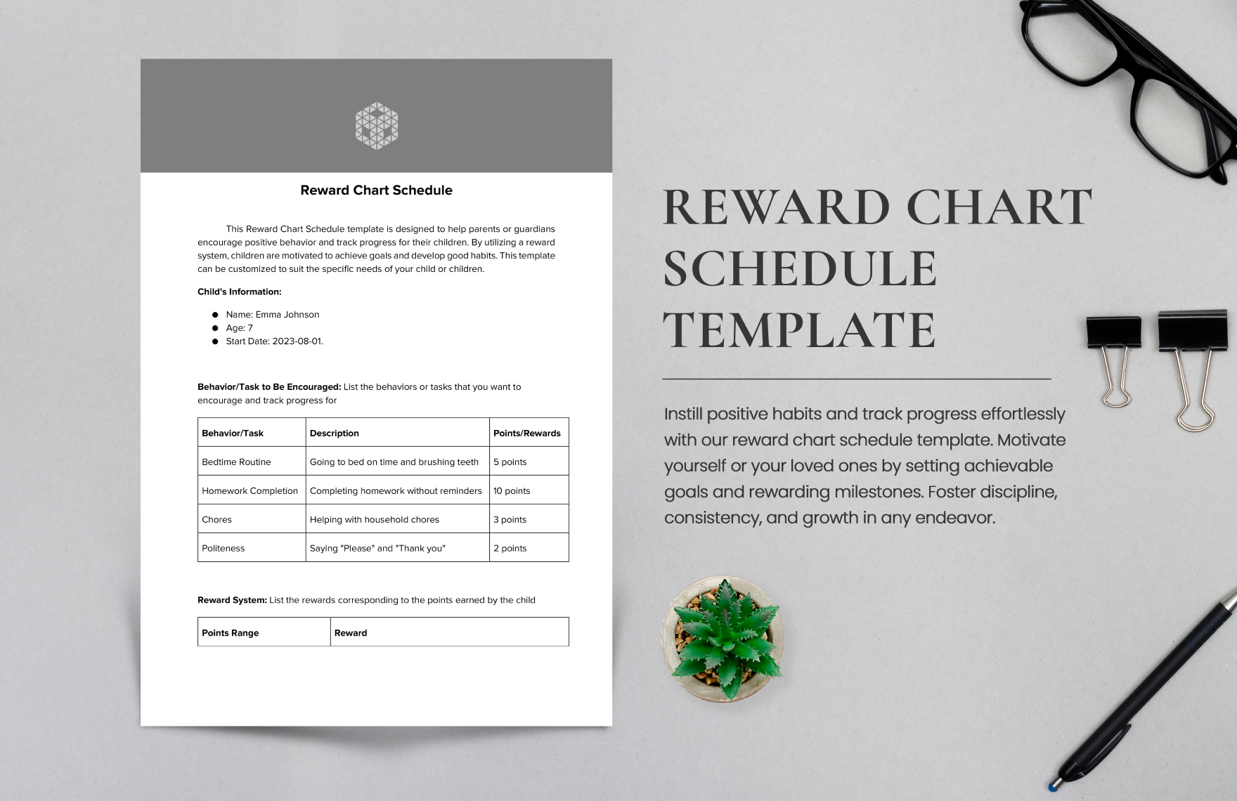 Reward Chart Schedule Template in Pages, Word, PDF, Google Docs - Download | Template.net