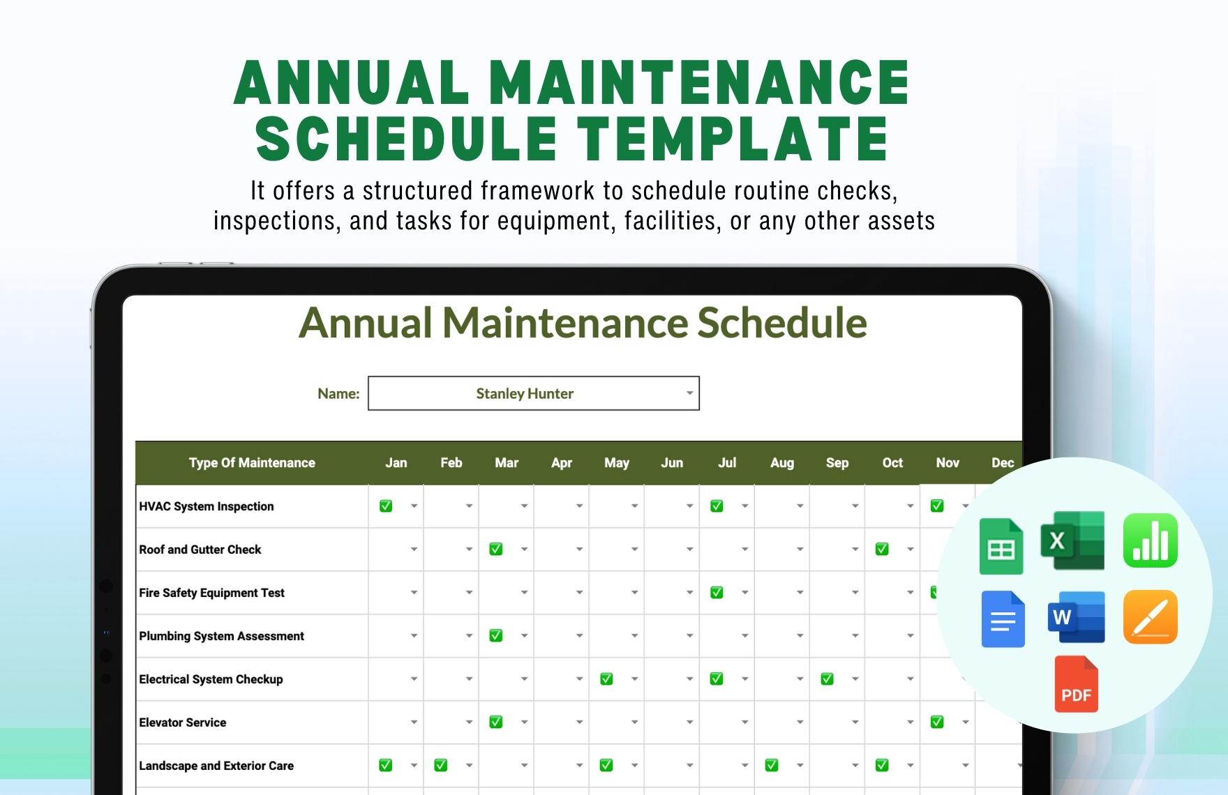 Annual Maintenance Schedule Template