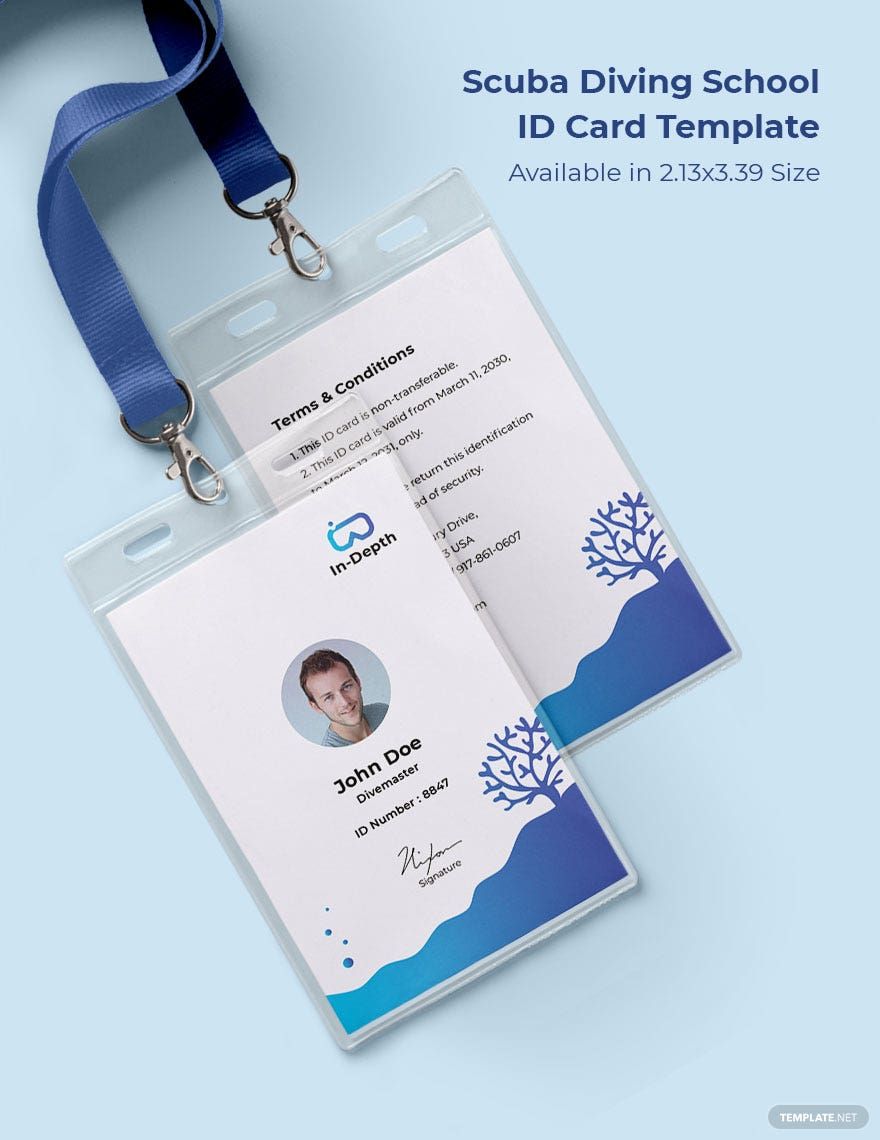 Scuba Diving School ID Card Template