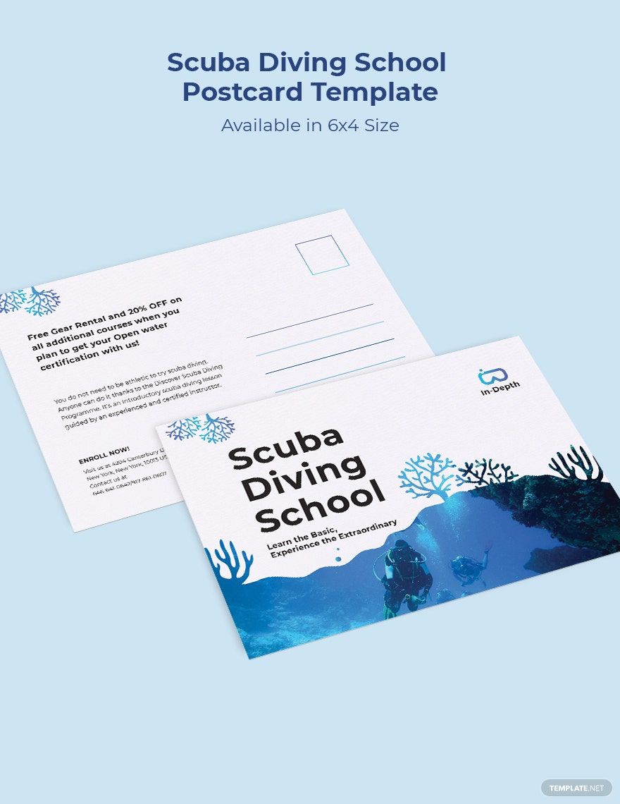 Scuba Diving School Postcard Template