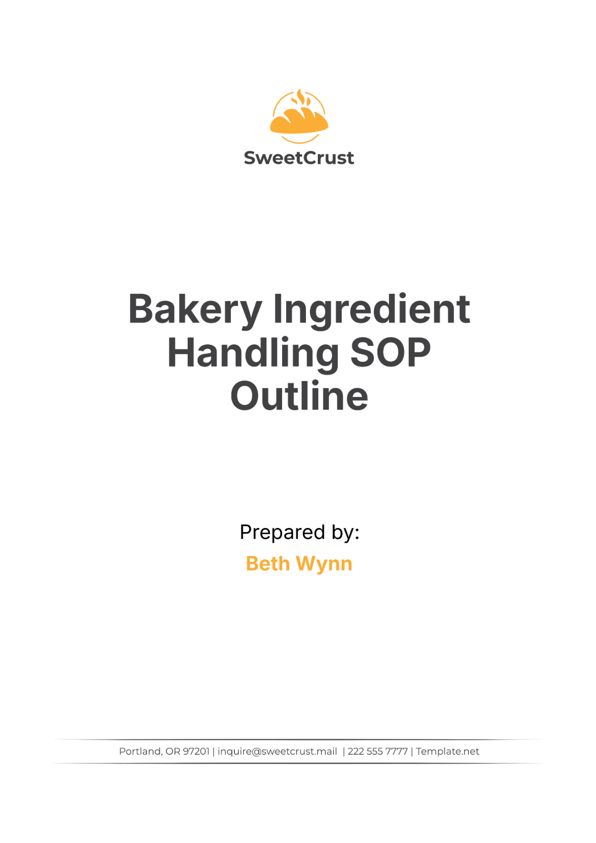 Free Bakery Ingredient Handling SOP Outline Template to Edit Online