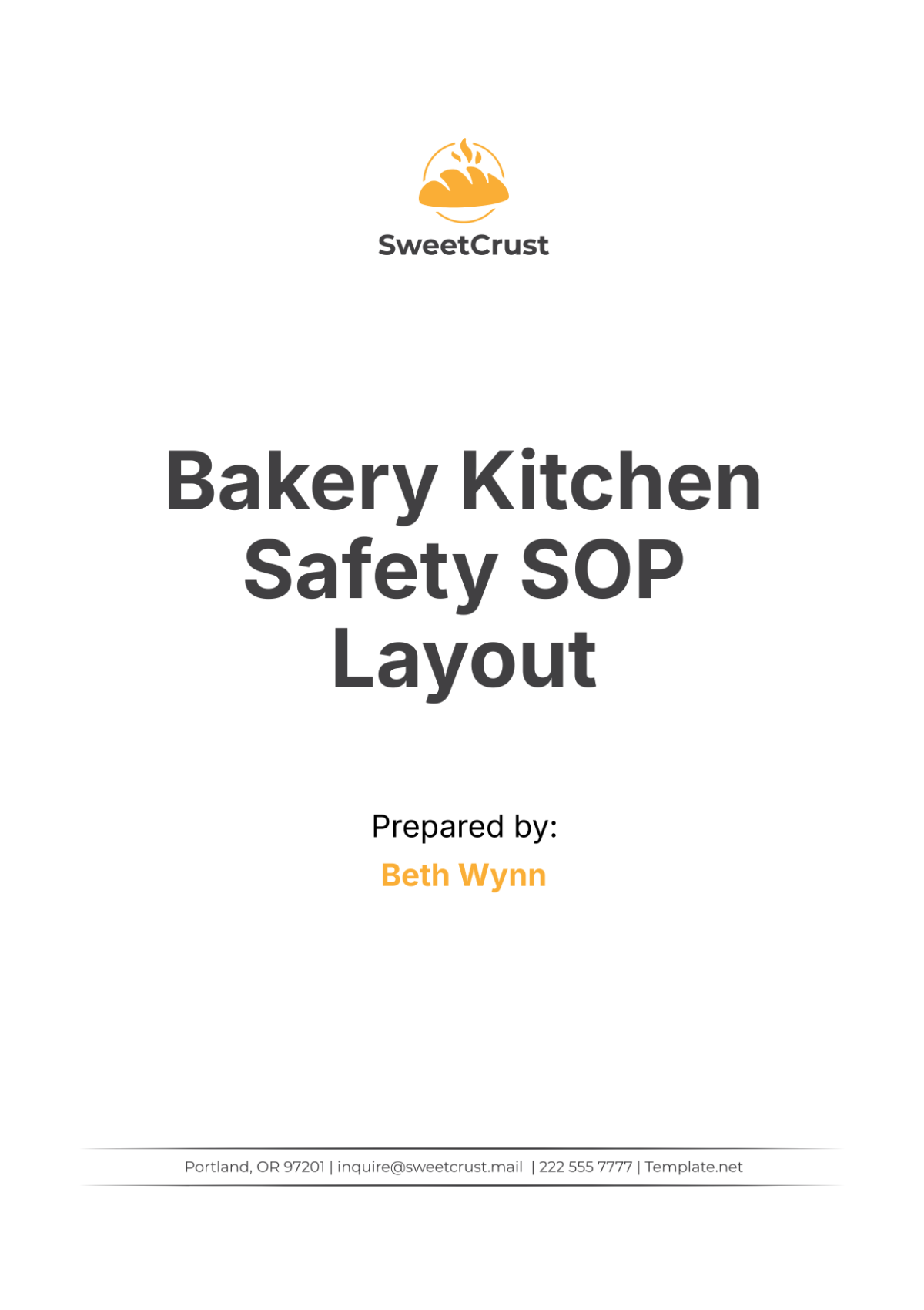 Free Bakery Kitchen Safety SOP Layout Template to Edit Online