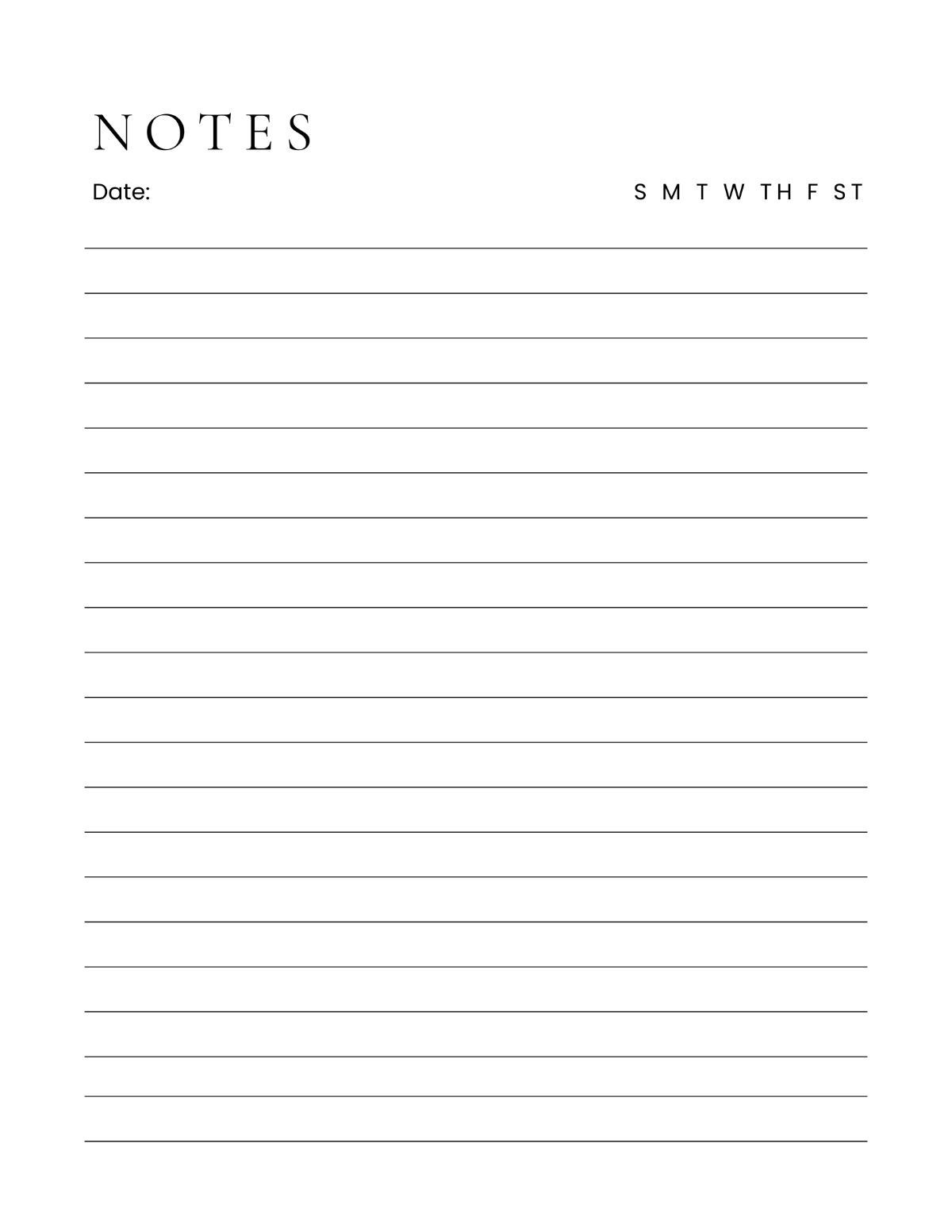 Free Monochrome Lined Paper Template