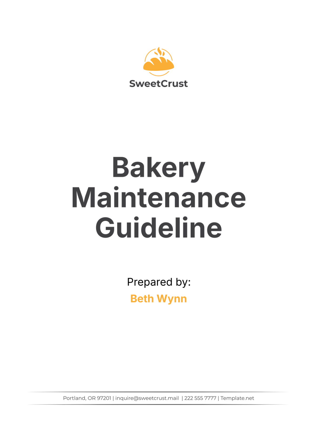 Free Bakery Maintenance Guideline Template to Edit Online