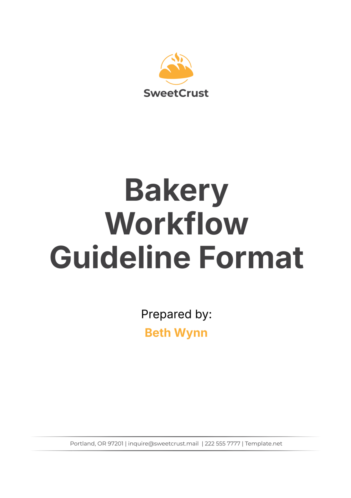 Free Bakery Workflow Guideline Format Template to Edit Online