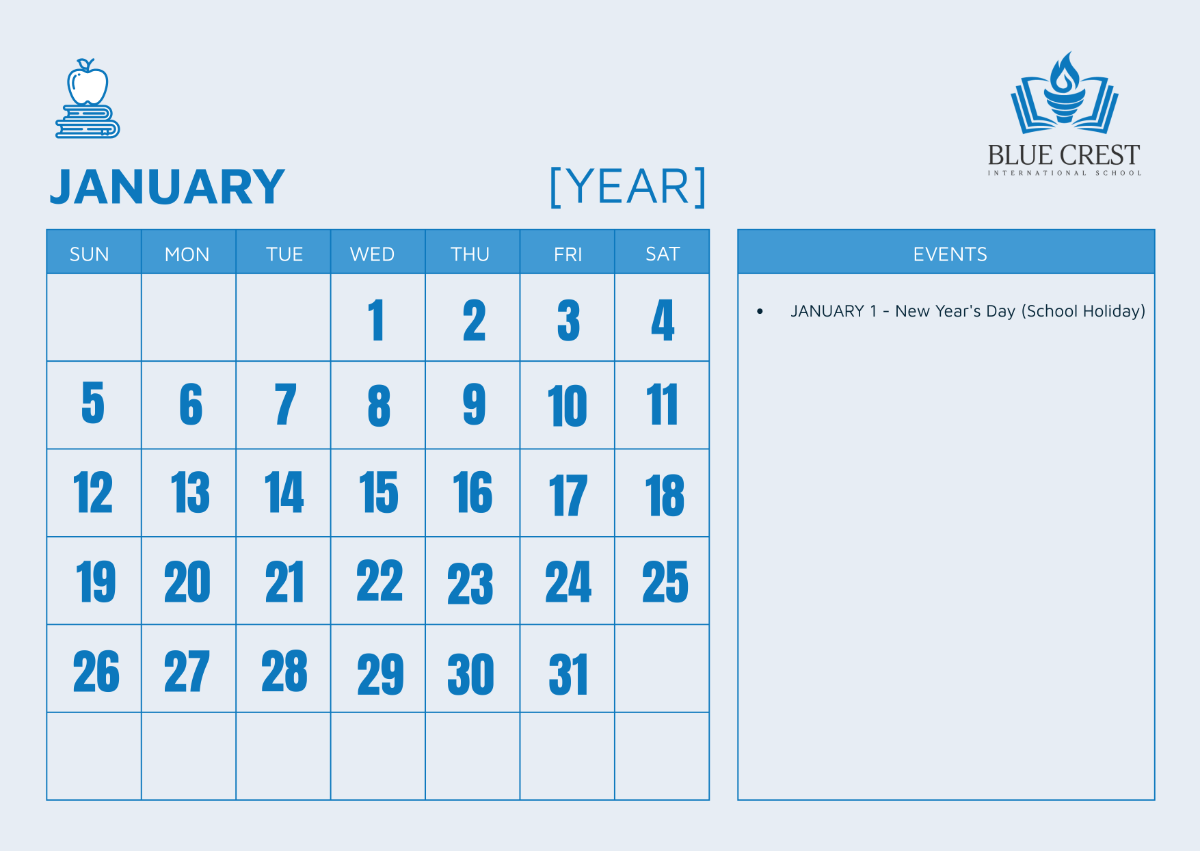 School Monthly Calendar Template - Edit Online & Download