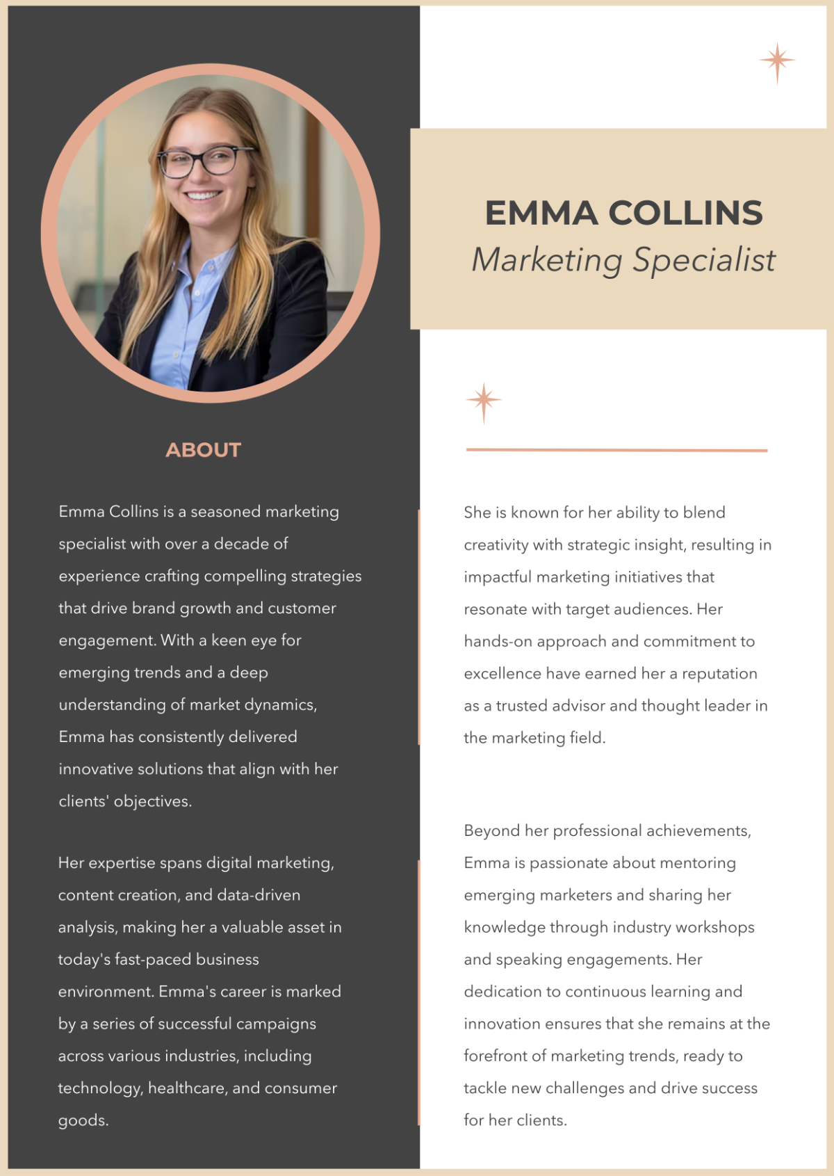 Free Marketing Professional Bio Template