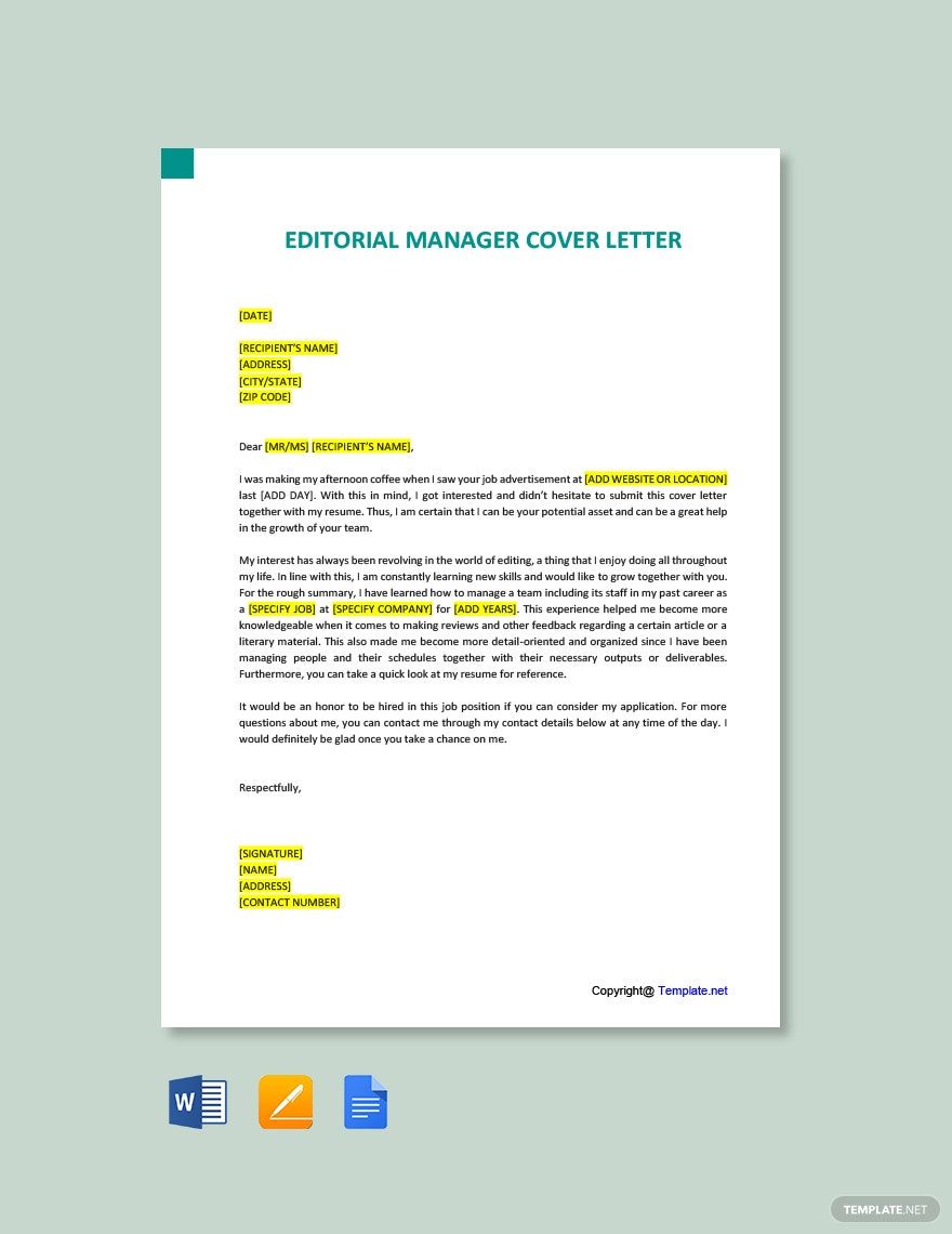 Editorial Manager Cover Letter