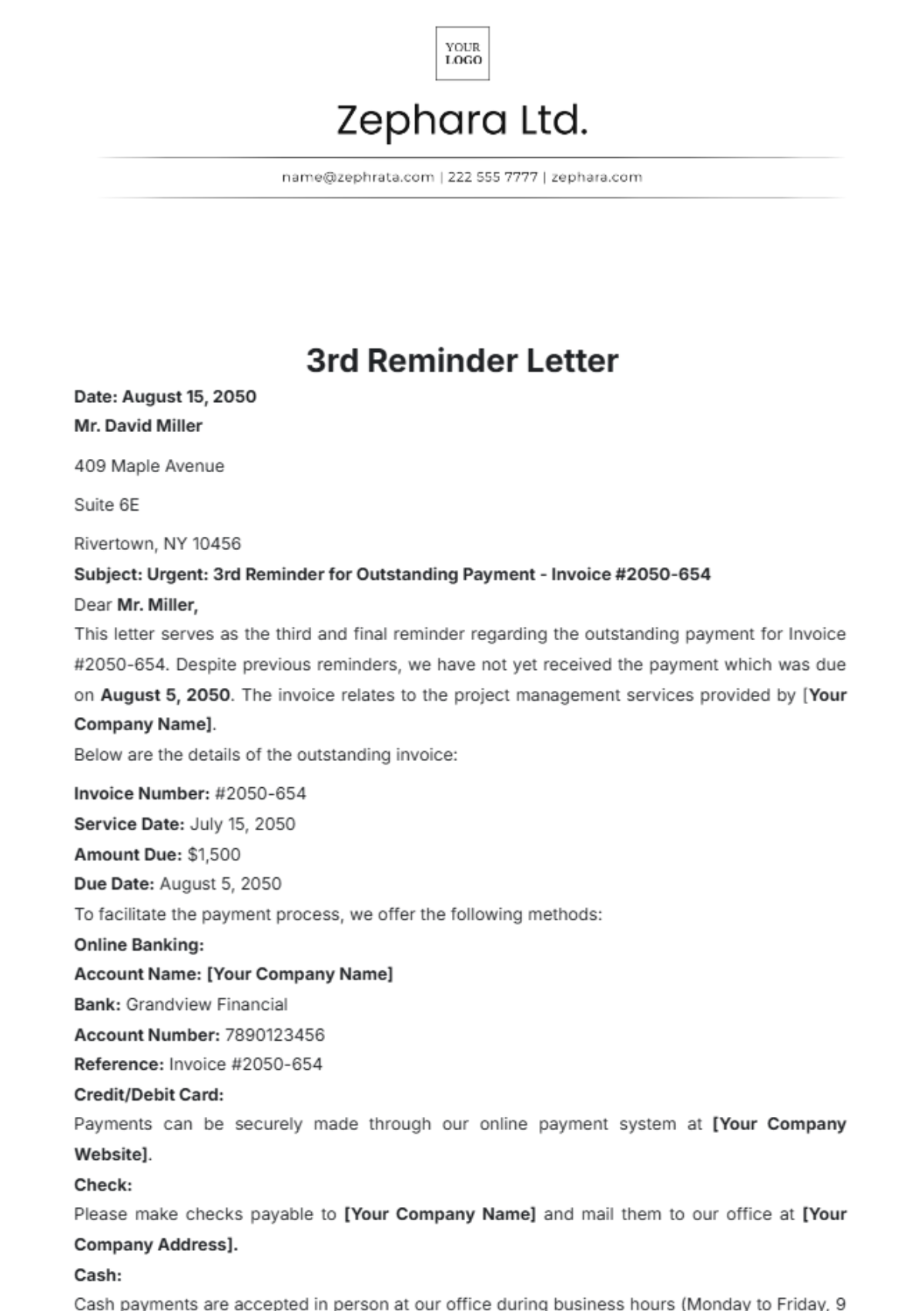 Free 3rd Reminder Letter Template