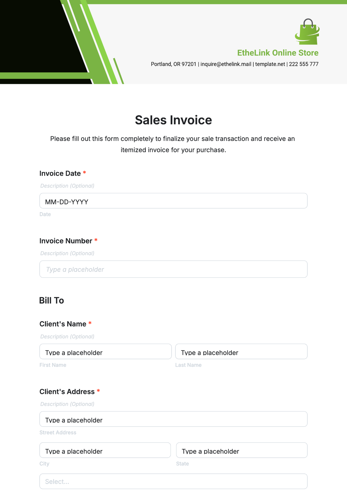 Sales Invoice Template