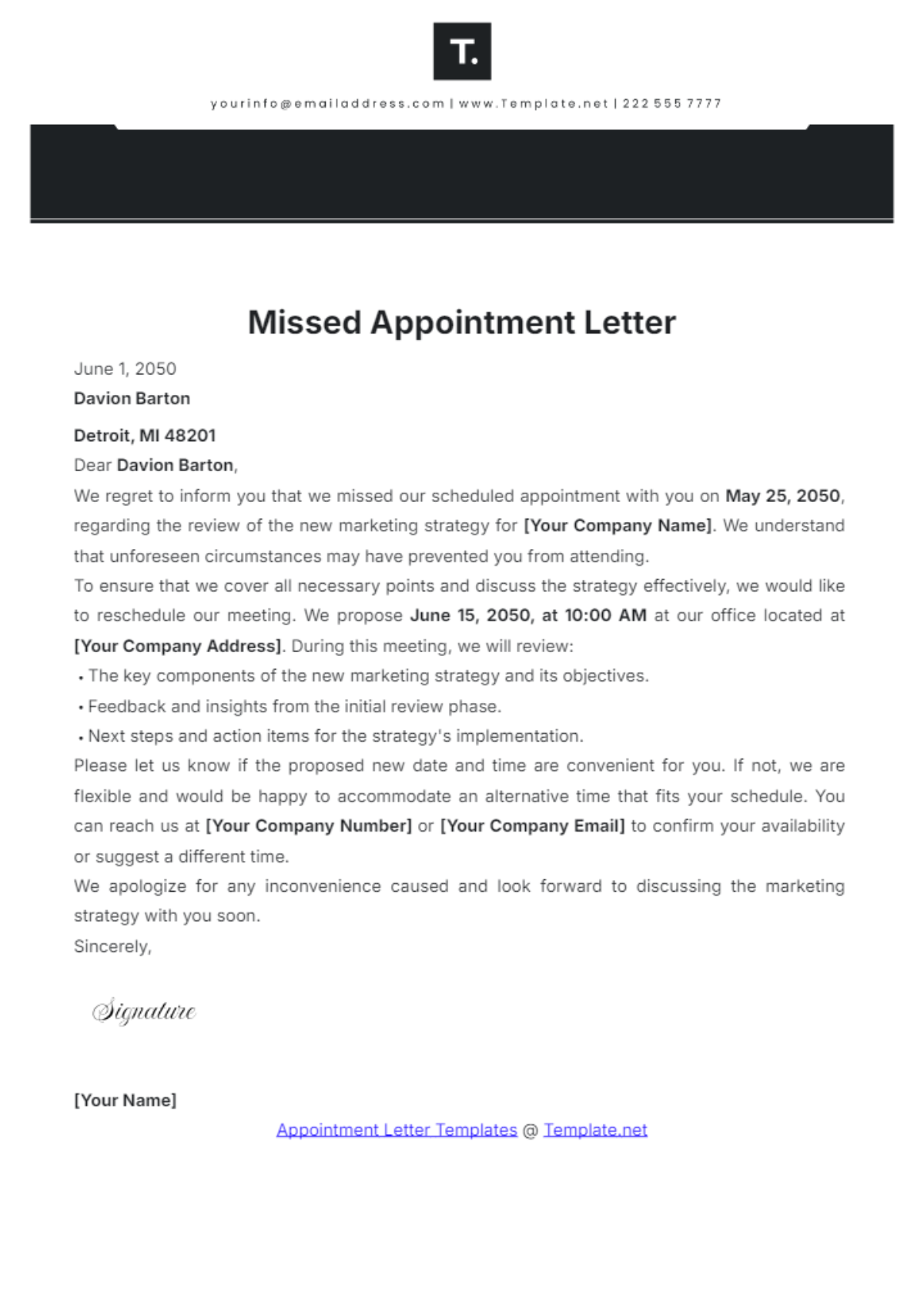 Free Missed Appointment Letter Template