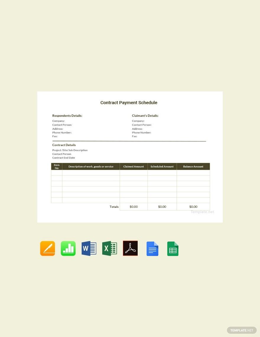 Simple Contract Payment Schedule Template in Pages, Apple Numbers, Word, Excel, PDF, Google Docs, Google Sheets - Download | Template.net