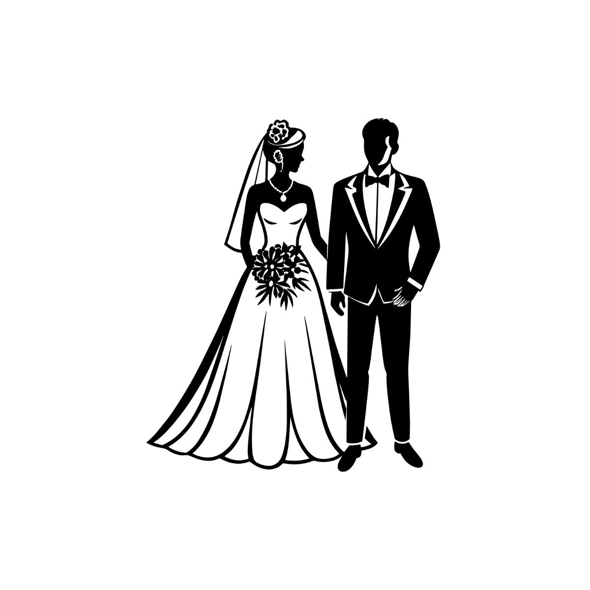 Free Black & White Wedding Clipart Template