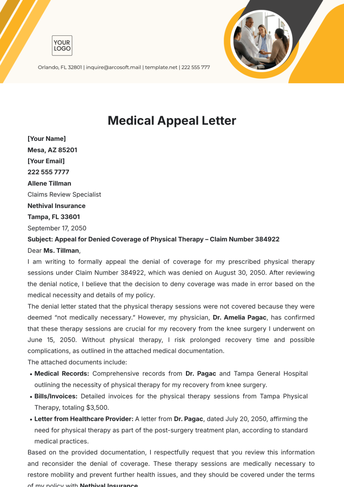 Free Medical Appeal Letter Template