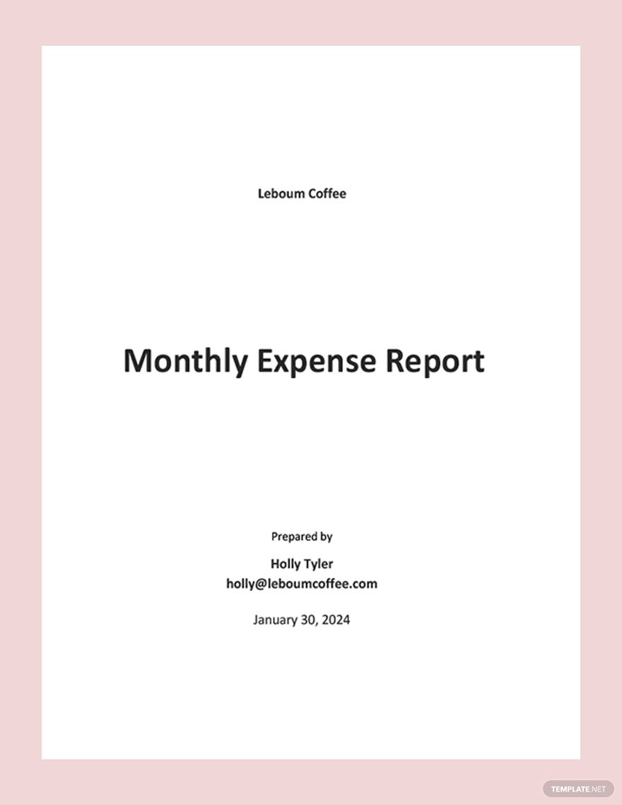 Editable Monthly Expense Report Template