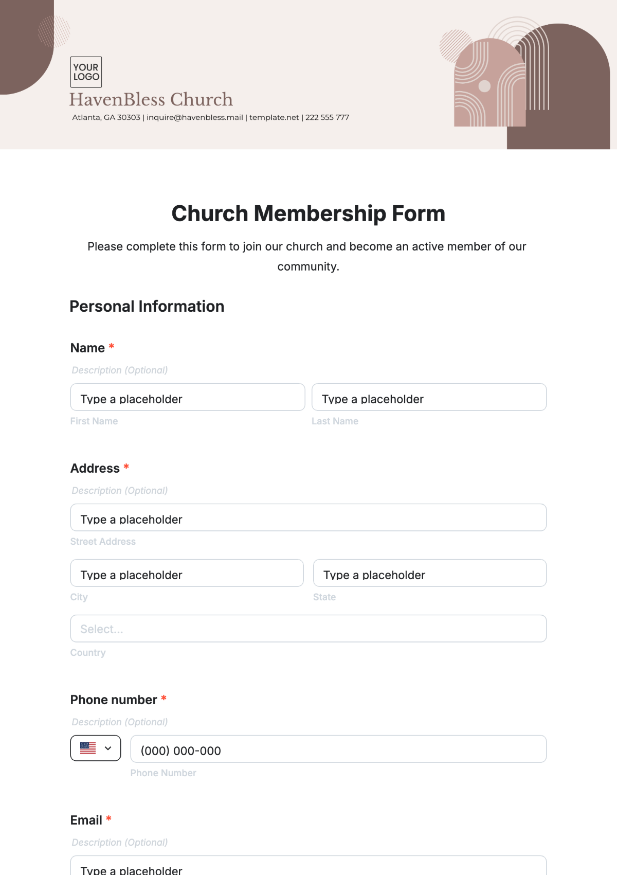 Church Membership Form Template - Edit Online & Download