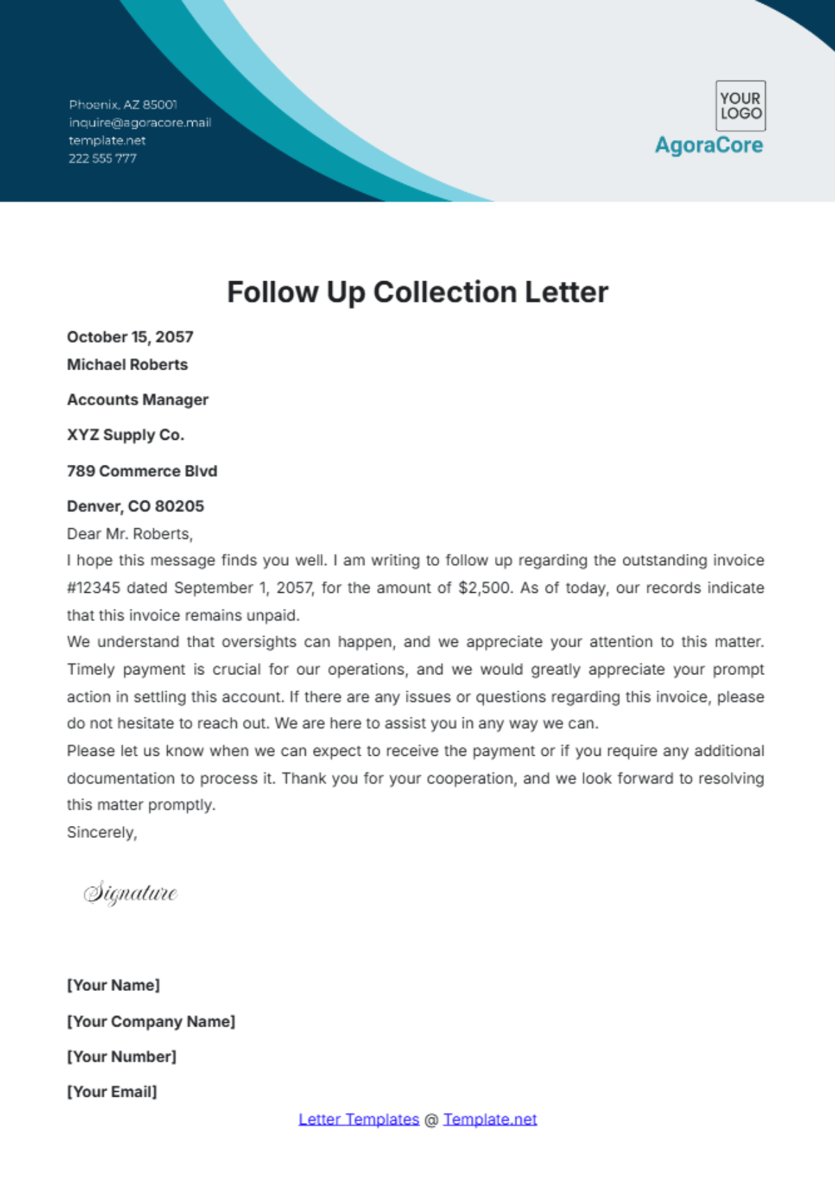 Free Follow Up Collection Letter Template