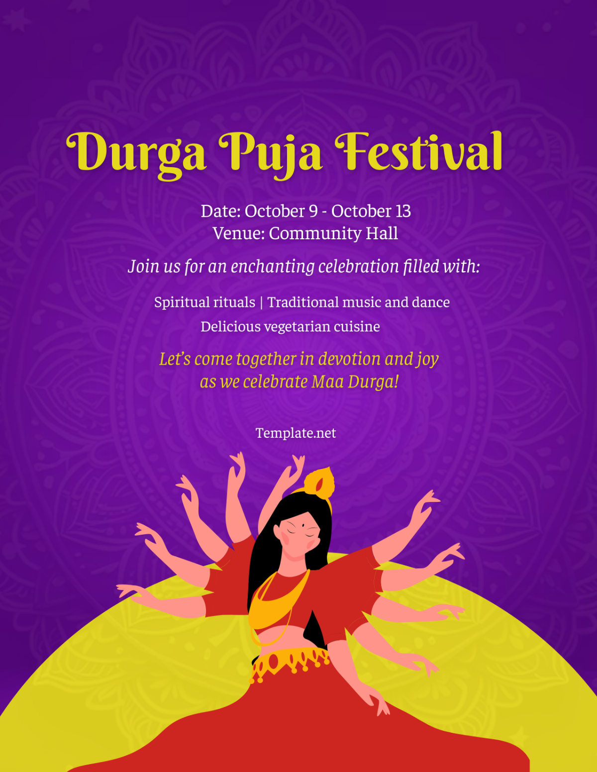 Free Durga Puja Flyer Template