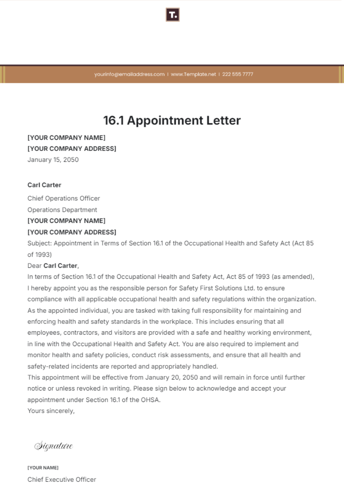 Free 16.1 Appointment Letter Template