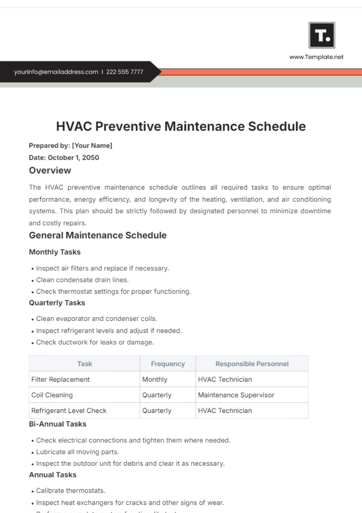 Free HVAC Preventive Maintenance Template