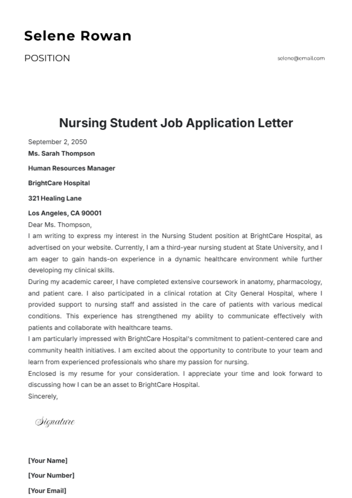 Free Application Letter for Work Immersion Template - Edit Online ...