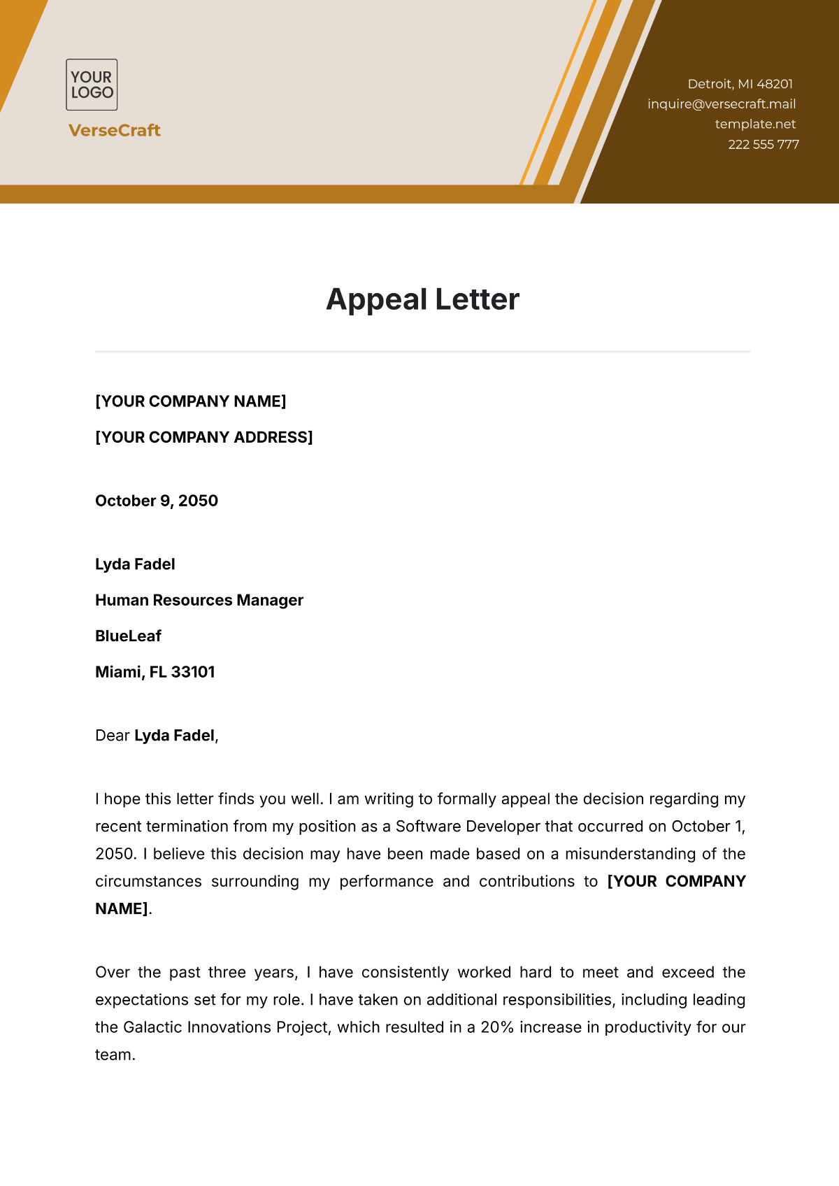 Free Appeal Letter Template