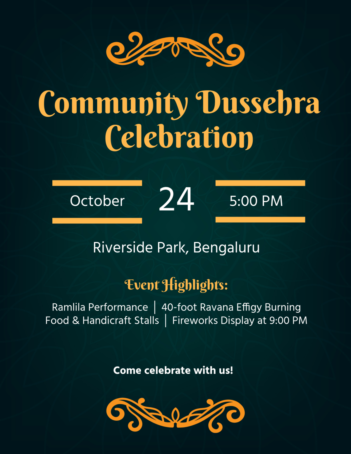 Free Dussehra Event Flyer Template