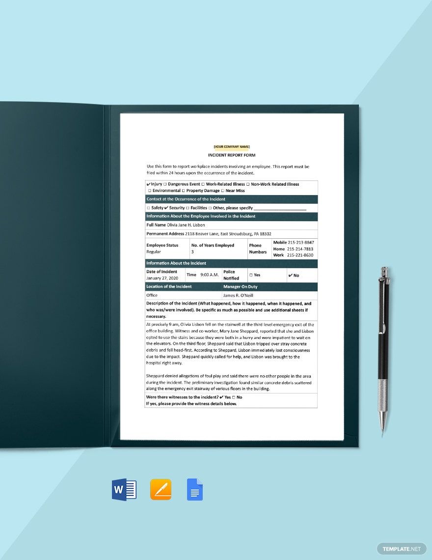 HR Incident Report Template