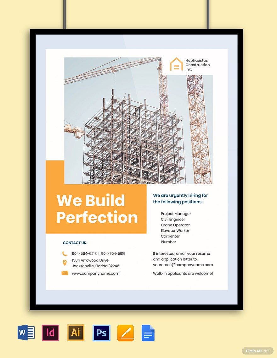 Construction Job Advertisement Flyer Template