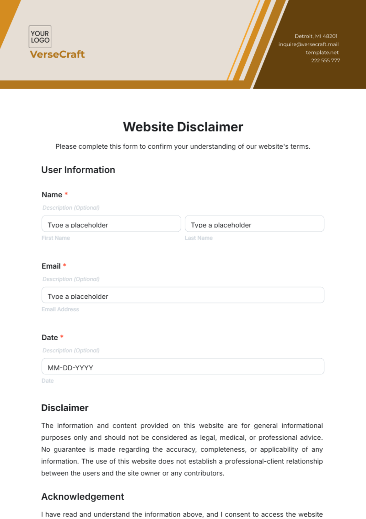 Website Disclaimer Template - Edit Online & Download