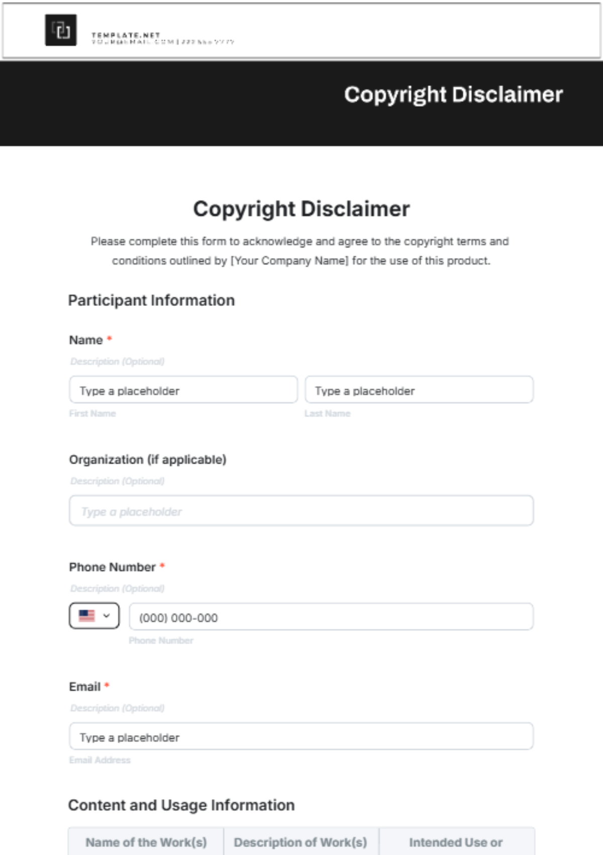 Copyright Disclaimer Template - Edit Online & Download