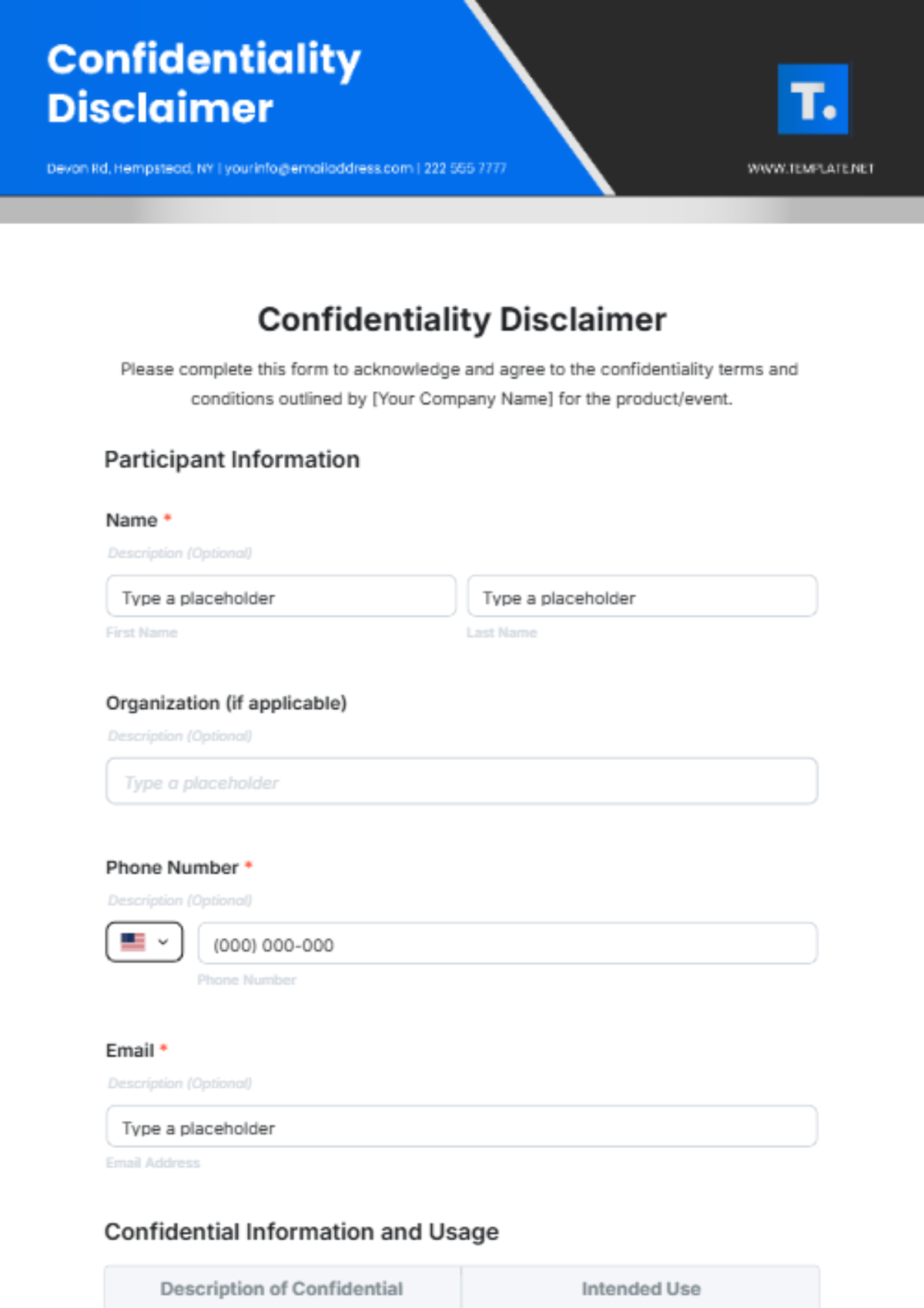 Confidentiality Disclaimer Template - Edit Online & Download