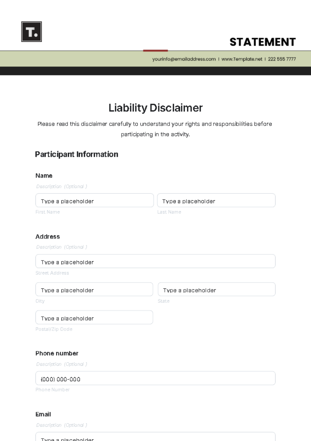 Liability Disclaimer Template - Edit Online & Download