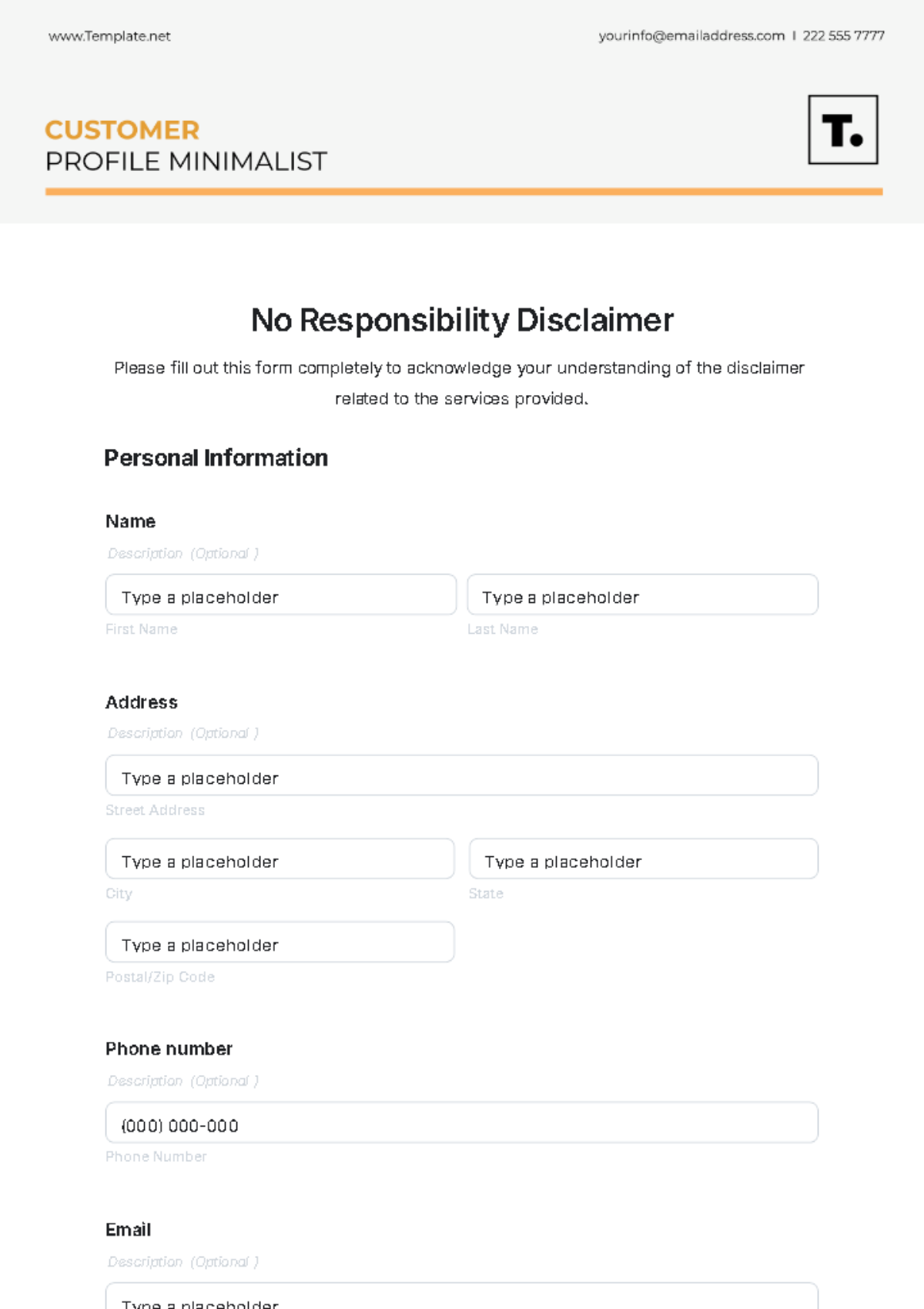 No Responsibility Disclaimer Template - Edit Online & Download