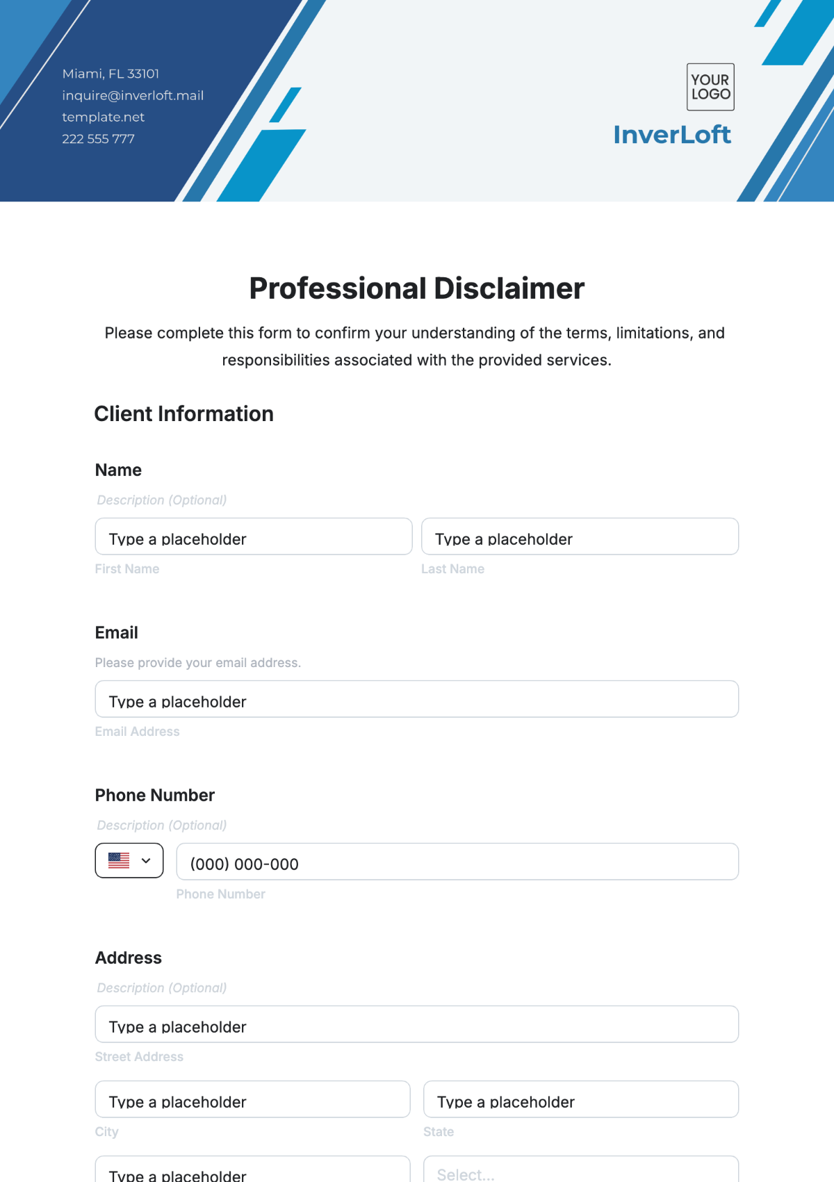 Professional Disclaimer Template - Edit Online & Download