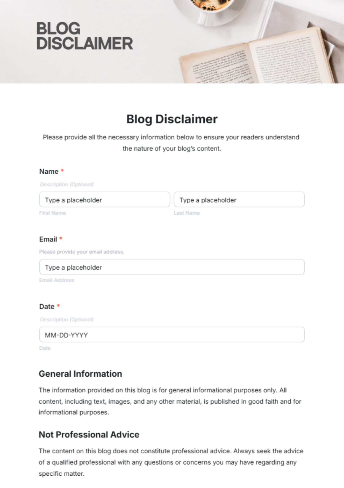 Blog Disclaimer Template - Edit Online & Download