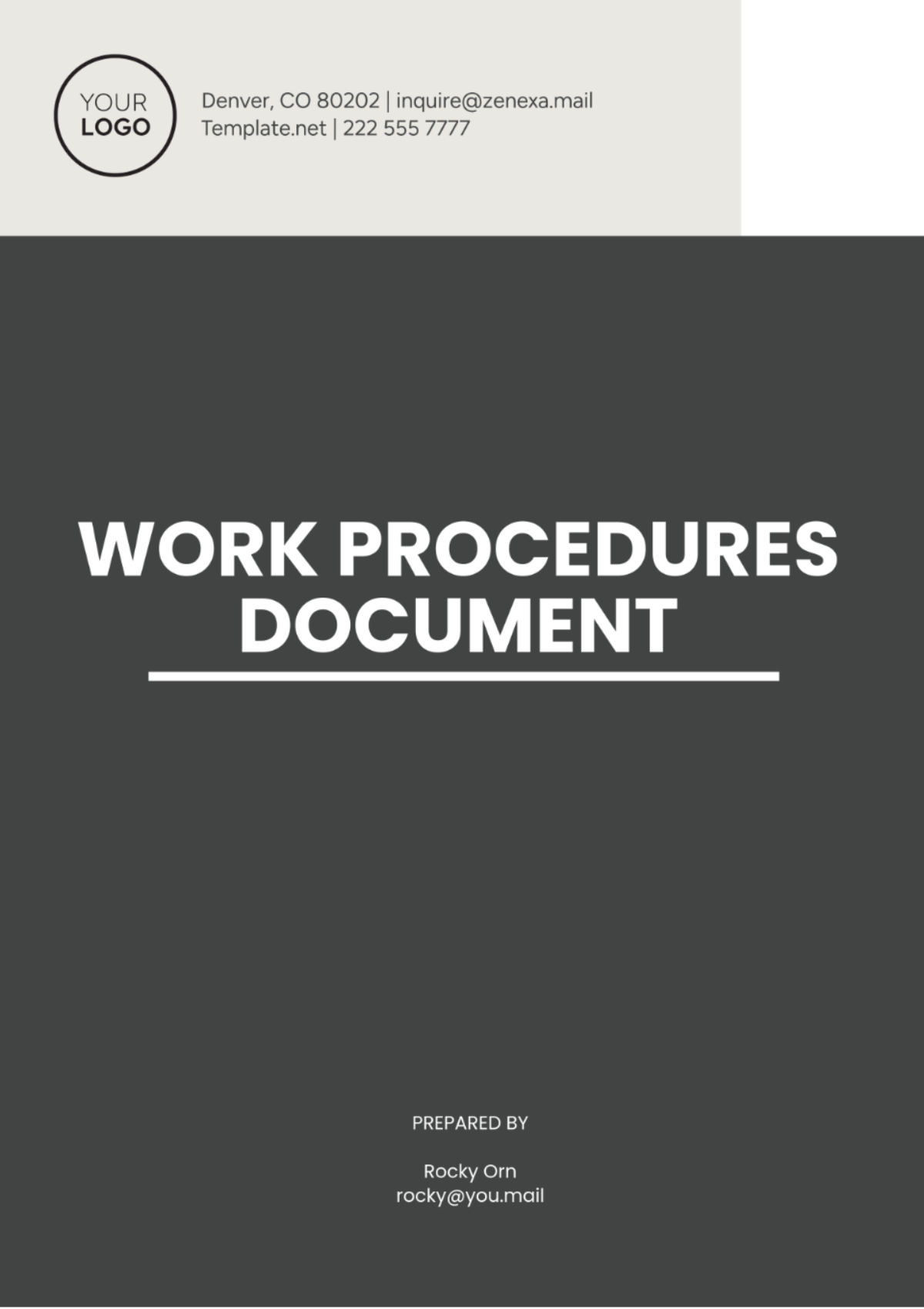 Work Procedures Document Template - Edit Online & Download