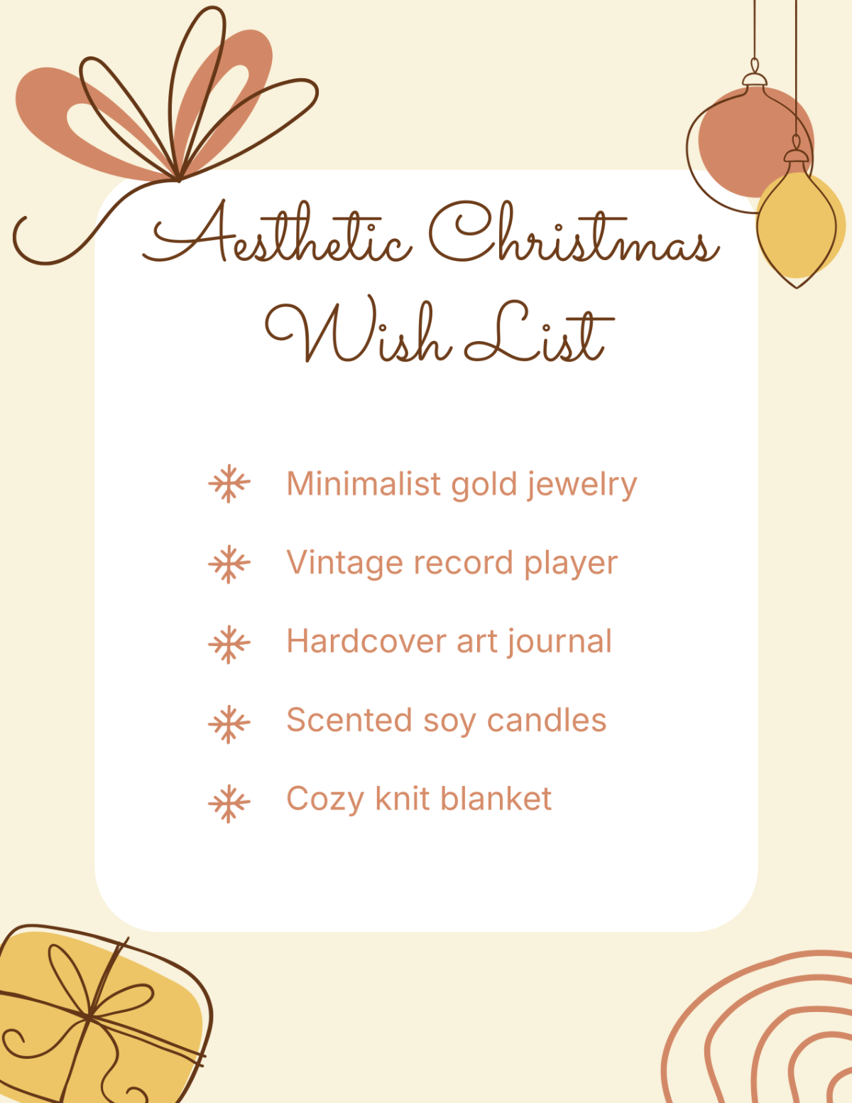 Free Aesthetic Christmas Wish List Template