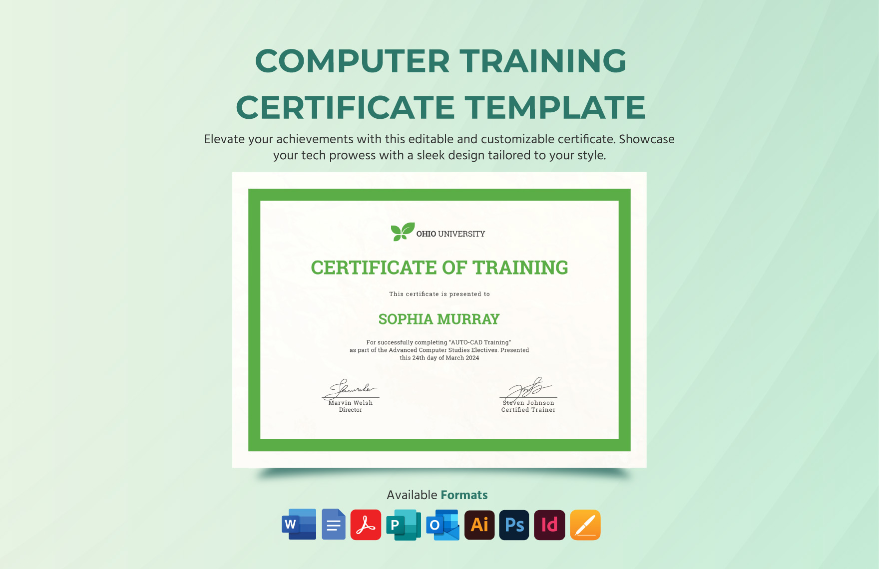 Computer Training Certificate Template in Photoshop, Illustrator, InDesign, Pages, Outlook, Word, Publisher, Google Docs, PDF - Download | Template.net