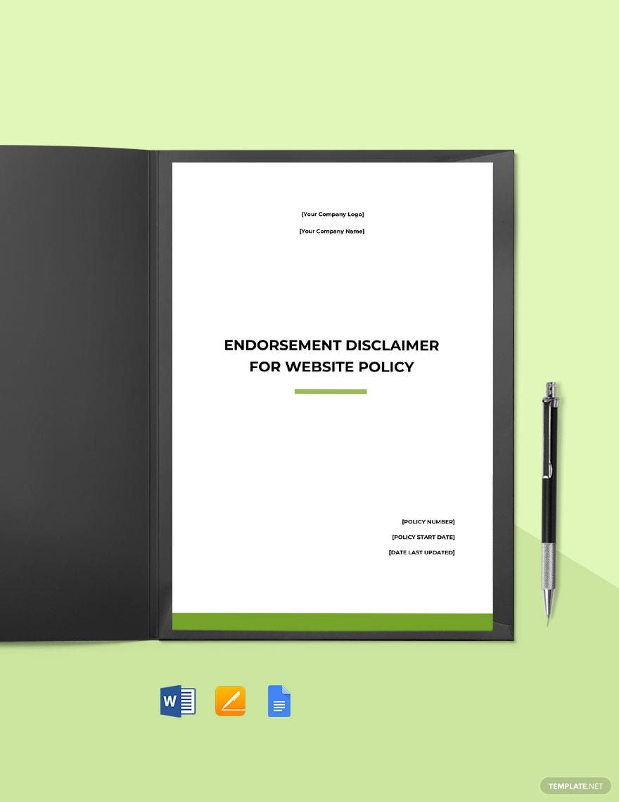 Endorsement Disclaimer Policy For Website Template in Pages, Word, Google Docs - Download | Template.net