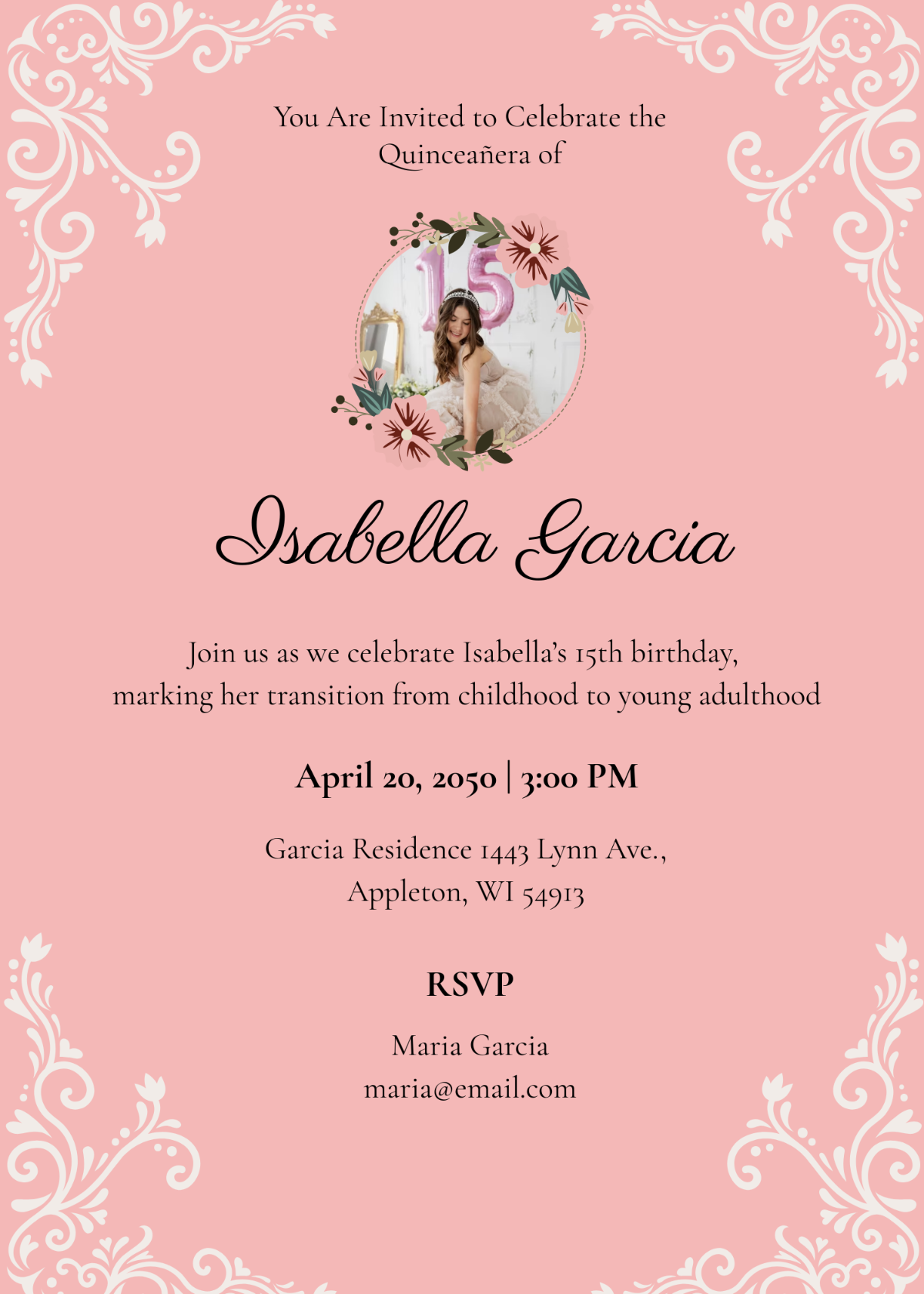 Free Quinceañera Invitation Templates, Editable and Printable