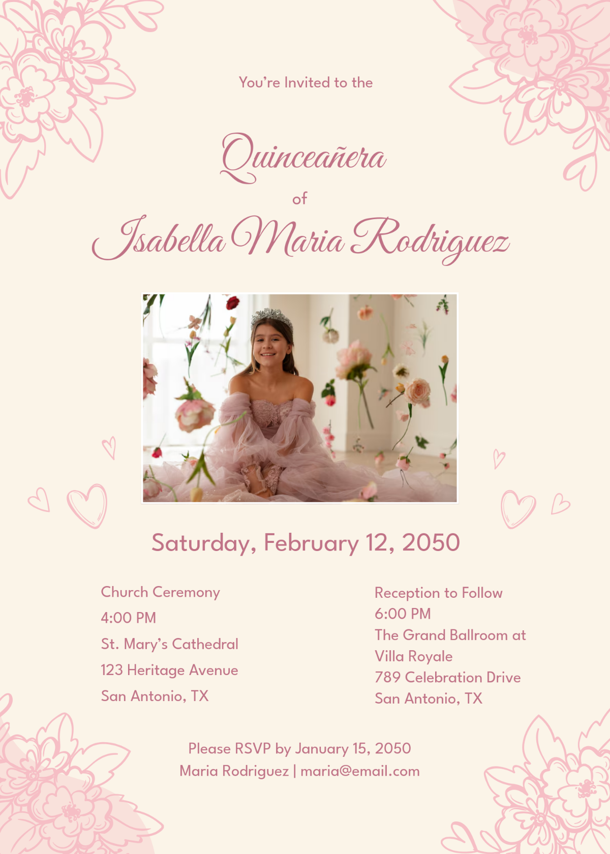 Free Quinceañera Invitation Templates, Editable and Printable