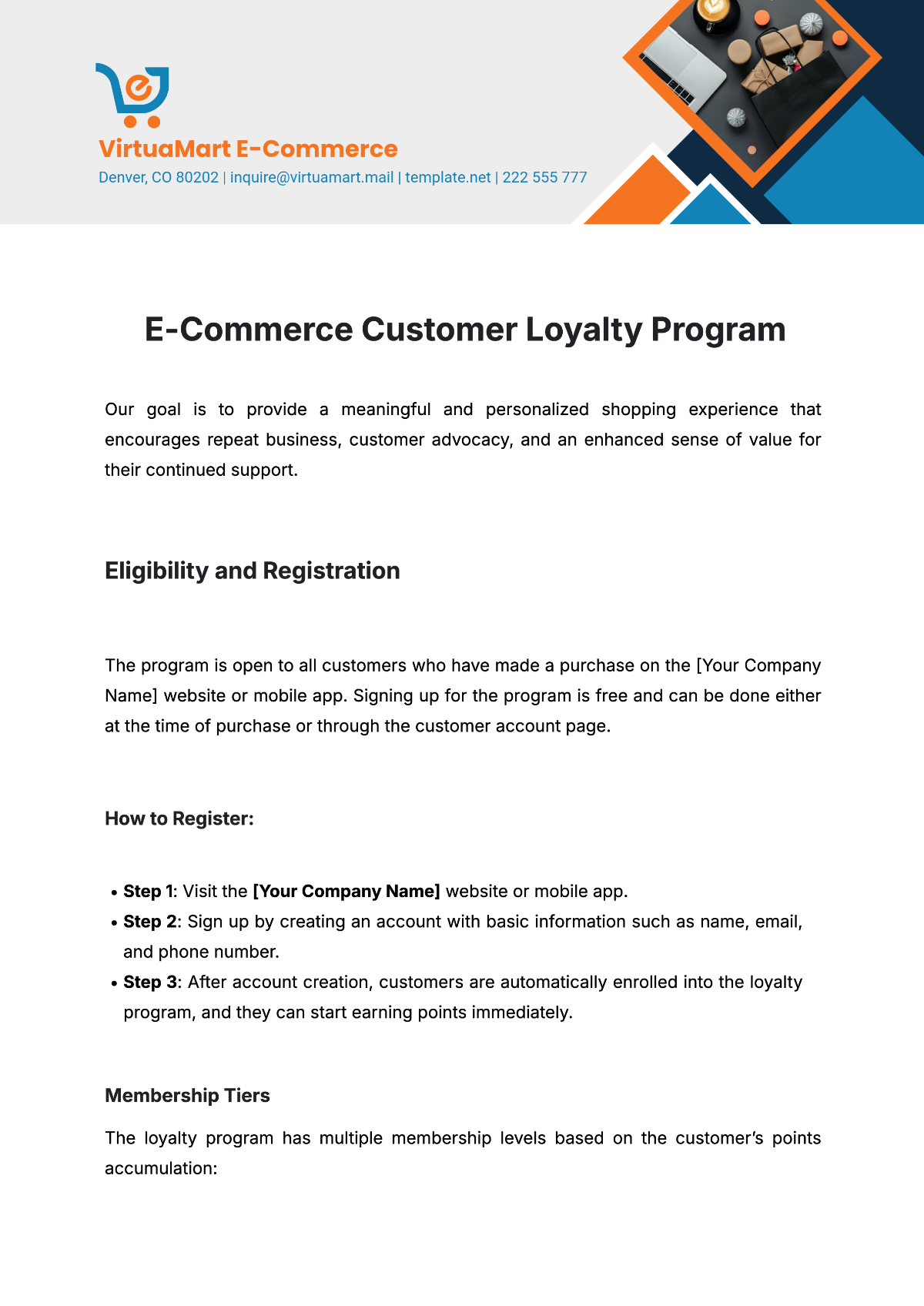 E-Commerce Customer Loyalty Program Template - Edit Online & Download