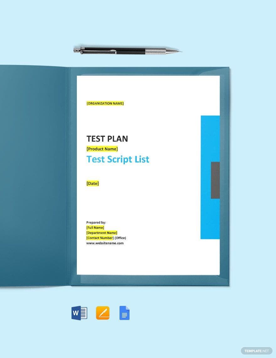 Test Script List Template in Google Docs, Pages, Word - Download | Template.net